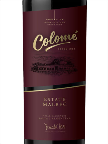 фото Colome Estate Malbec Valle Calchaquí Salta Коломе Эстейт Мальбек Долина Кальчаки Сальта Аргентина вино красное