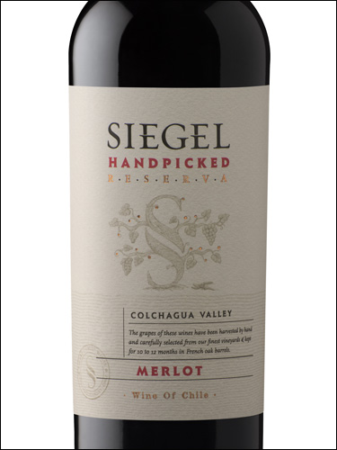 фото Siegel Handpicked Reserva Merlot Сигель Хэндпикт Резерва Мерло Чили вино красное