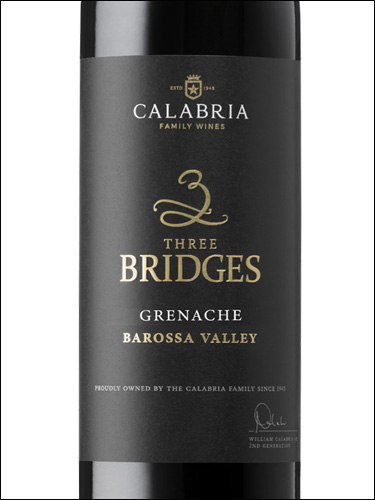 фото Calabria Family Wines Three Bridges Grenache Barossa Valley Калабрия Фэмили Вайнс 3 Бриджес Гренаш Долина Баросса Австралия вино красное