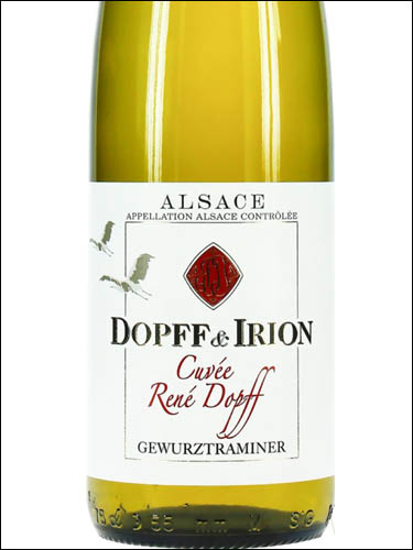 фото Dopff & Irion Cuvee Rene Dopff Gewurztraminer Alsace AOC Допф & Ирион Кюве Рене Допф Гевюрцтраминер Эльзас Франция вино белое