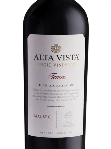 фото Alta Vista Single Vineyard Temis Malbec Альта Виста Сингл Виньярд Темис Мальбек Аргентина вино красное