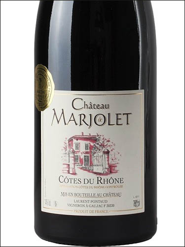 фото Chateau de Marjolet Rouge Cotes du Rhone AOC Шато де Маржоле Руж Кот дю Рон Франция вино красное