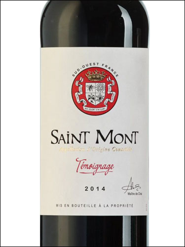 фото Temoignage Saint-Mont Rouge AOC Темуаньяж Сен-Мон руж Франция вино красное