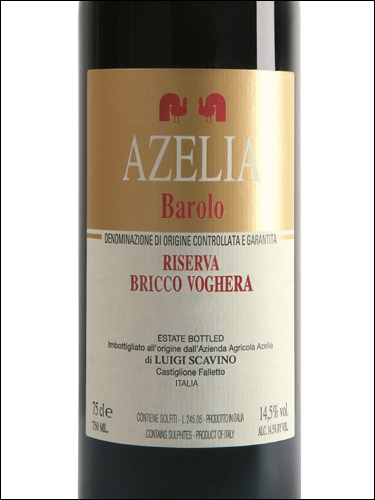 фото Azelia Barolo Riserva Bricco Voghera DOCG Адзелия Бароло Ризерва Брикко Вогера Италия вино красное