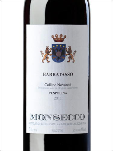фото Monsecco Barbatasso Vespolina Colline Novaresi DOC Монсекко Барбатассо Весполина Коллине Новарези Италия вино красное