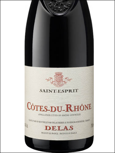фото Delas Saint Esprit Cotes du Rhone Rouge AOC Делас Сент-Эспри Кот лю Рон Руж Франция вино красное