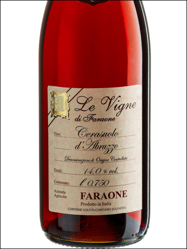 фото Faraone Le Vigne Cerasuolo d'Abruzzo DOC Фараоне Ле Винье Черазуоло д'Абруццо Италия вино розовое
