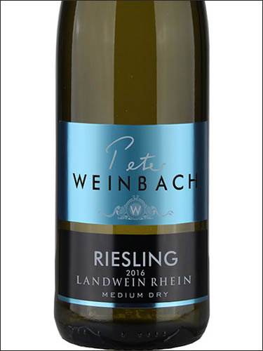 фото Peter Weinbach Riesling Medium Dry Landwein Rhein Питер Вайнбах Рислинг Медиум Драй Ландвайн Рейн Германия вино белое