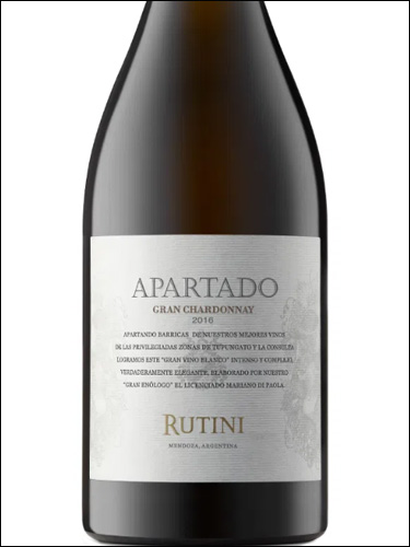 фото Rutini Apartado Gran Chardonnay Рутини Апартадо Гран Шардоне Аргентина вино белое