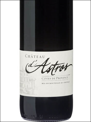 фото Chateau d'Astros Rouge Cotes de Provence AOP Шато д'Астро Руж Кот де Прованс Франция вино красное