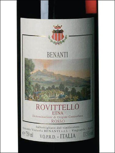 фото Benanti Rovittello Etna Rosso DOC Бенанти Ровителло Этна Россо ДОК Италия вино красное