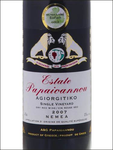 фото Estate Papaioannou Nemea PDO Эстейт Папаиоанну Немея Греция вино красное