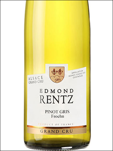 фото Edmond Rentz Pinot Gris Froehn Alsace Grand Cru AOC Эдмон Ренц Пино Гри Фрён Эльзас Гран Крю Франция вино белое