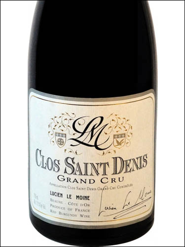 фото Lucien Le Moine Clos Saint-Denis Grand Cru AOC Люсьен Ле Муан Кло Сен-Дени Гран Крю Франция вино красное