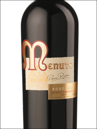 фото Menuts Merlot-Cabernets Bordeaux Rouge AOC Меню Мерло-Каберне Бордо Руж Франция вино красное