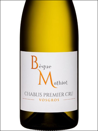 фото Domaine Begue Mathiot Chablis Premier Cru Vosgros AOC Домен Бег Матьё Шабли Премьер Крю Вогро Франция вино белое