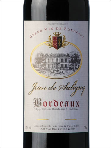 фото Jean de Saligny Rouge Bordeaux AOC Жан де Салиньи Руж Бордо Франция вино красное