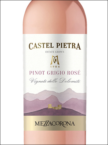 фото Mezzacorona Castel Pietra Pinot Grigio Rose Vigneti delle Dolomiti IGT Меццакорона Кастель Пьетра Пино Гриджио Розе Виньети делле Доломити Италия вино розовое