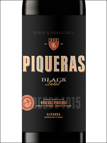 фото вино Piqueras Black Label Almansa DO 