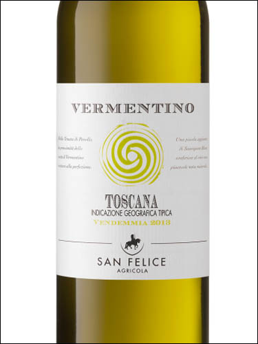 фото San Felice Vermentino Toscana IGT Сан Феличе Верментино Тоскана Италия вино белое