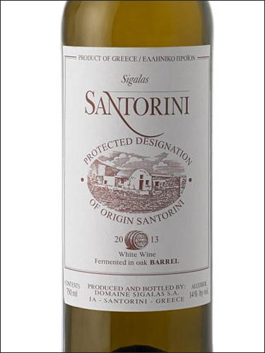фото Sigalas Assyrtiko Barrel Fermented Santorini PDO Сигалас Асиртико Баррель Санторини Греция вино белое