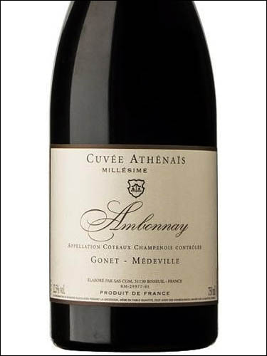 фото Gonet-Medeville Cuvee Athenais Ambonnay Coteaux Champenois AOC Гоне-Медвиль Кюве Атене Амбоне Кото Шампенуа Франция вино красное