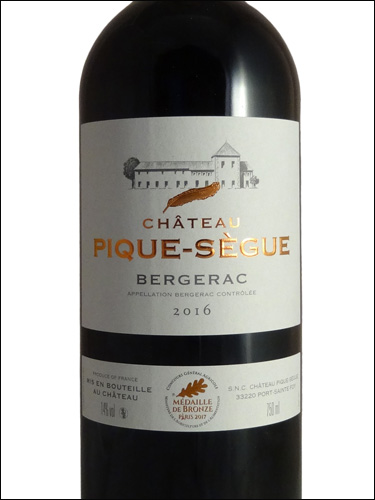 фото Chateau Pique-Segue Bergerac Rouge AOC Шато Пик-Сег Бержерак Руж Франция вино красное