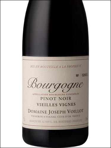 фото Domaine Joseph Voillot Bourgogne Pinot Noir Vieilles Vignes AOC Домен Жозеф Войо Бургонь Пино Нуар Вьей Винь Франция вино красное