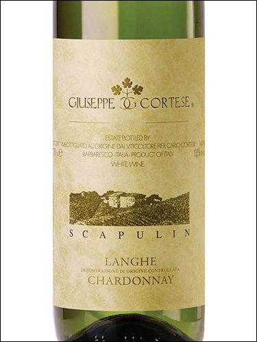 фото Giuseppe Cortese Scapulin Langhe Chardonnay DOC Джузеппе Кортезе Скапулин Ланге Шардоне Италия вино белое