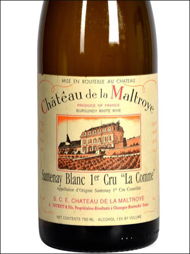 фото Chateau de la Maltroye Santenay Blanc Premier Cru La Comme AOC Шато де ла Мальтруа Сантене Блан Премье Крю Ла Комм Франция вино белое