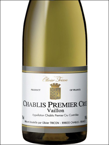 фото Olivier Tricon Chablis Premier Cru Vaillon AOC Оливье Трикон Шабли Премье Крю Вайон Франция вино белое