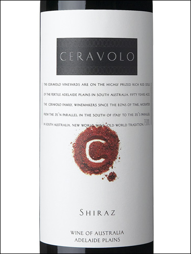 фото Ceravolo Shiraz Adelaide Plains Чераволо Шираз Аделаида Плейнс Австралия вино красное