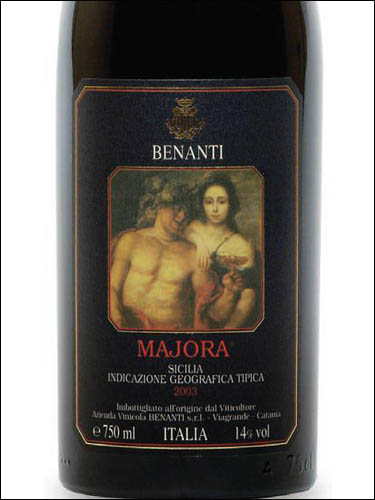 фото Benanti Majora Sicilia IGT Бенанти Майора Сицилия ИГТ Италия вино красное