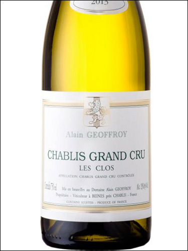 фото Alain Geoffroy Les Clos Chablis Grand Cru AOC Алэн Жофруа Ле Кло Шабли Гран Крю АОС Франция вино белое