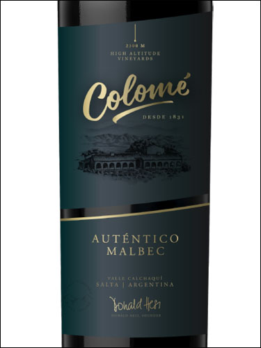 фото Colome Autentico Malbec Valle Calchaquí Salta Коломе Аутентико Мальбек Долина Кальчаки Сальта Аргентина вино красное