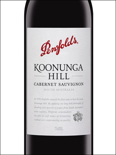 фото Penfolds Koonunga Hill Cabernet Sauvignon Пенфолдс Кунунга Хилл Каберне Совиньон Австралия вино красное