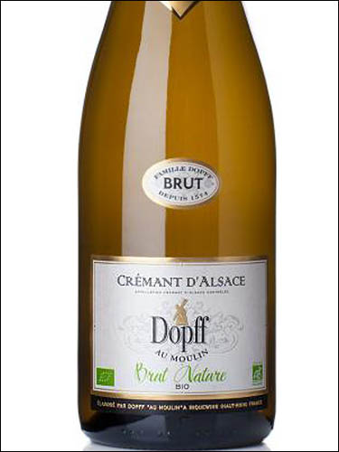 фото Dopff Au Moulin Brut Nature BIO Cremant d’Alsace AOC Допф о Мулен Брют Натюр БИО Креман д’Альзас Франция вино белое