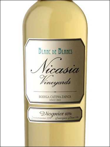 фото Bodega Catena Zapata Nicasia Vineyards Blanc de Blancs Бодега Катена Сапата Никасия Виньярд Блан де Блан Аргентина вино белое
