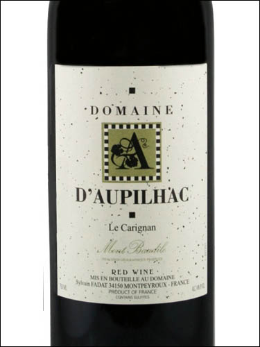 фото Domaine d’Aupilhac Le Carignan Mont Baudile IGP Домен д'Опильяк Ле Кариньян Мон Бодиль Франция вино красное