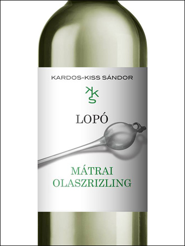 фото Kardos-Kiss Sandor Lopo Matrai Olaszrizling Кардош-Кишш Шандор Лопо Матраи Оласризлинг Венгрия вино белое