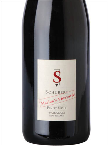 фото Schubert Pinot Noir Marion's Vineyard Wairarapa Шуберт Пино Нуар Марионс Виньярд Вайрарапа Новая Зеландия вино красное