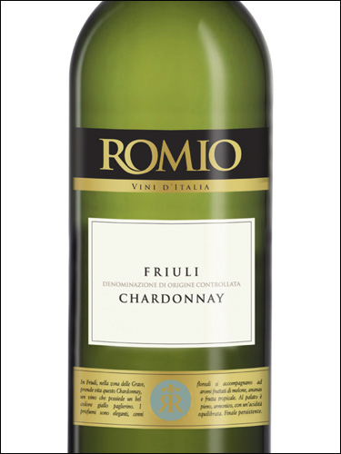 фото Romio Chardonnay Friuli DOC Ромио Шардоне Фриули Италия вино белое