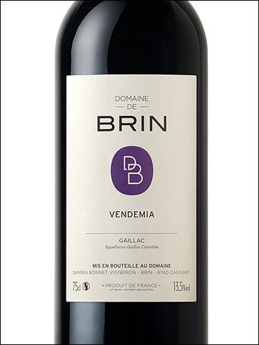 фото Domaine de Brin Vendemia Gaillac AOP Домен де Брен Вендемия Гайак Франция вино красное