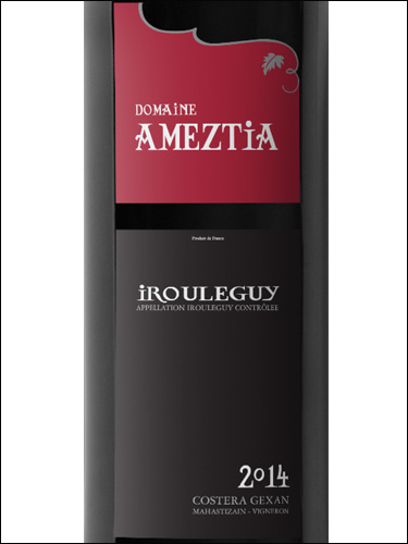 фото Domaine Ameztia Rouge Irouleguy AOC Домен Аместья Руж Ирулеги Франция вино красное