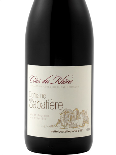 фото Domaine La Sabatiere Rouge Cotes du Rhone AOC Домен ла Сабатьер Руж Кот дю Рон Франция вино красное