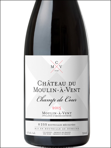 фото Chateau du Moulin-a-Vent Champ de Cour Moulin-a-Vent AOC Шато дю Мулен-а-Ван Шам Де Кур Мулен-а-Ван Франция вино красное