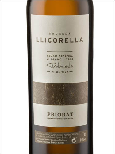 фото вино Roureda Llicorella Poboleda Vi de Vila Pedro Ximenez Blanc Priorat DOQ 
