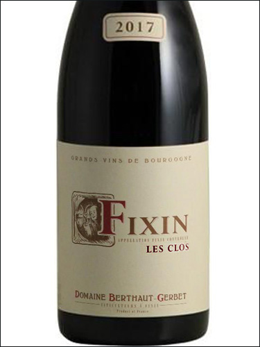 фото Domaine Berthaut-Gerbet Fixin Les Clos AOC Домен Берто-Жербе Фисен Ле Кло Франция вино красное