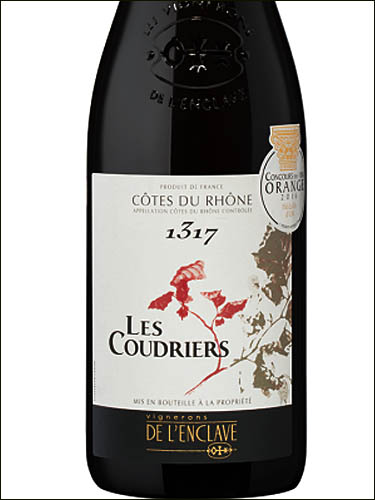 фото Les Coudriers Cotes du Rhone AOC Ле Кудриер Кот дю Рон  Франция вино красное