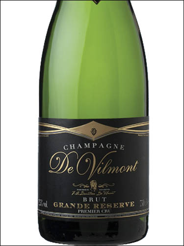 фото Champagne De Vilmont Brut Grand Reserve Premier Cru Шампанское Де Вильмонт Брют Гранд Резерв Премьер Крю Франция вино белое